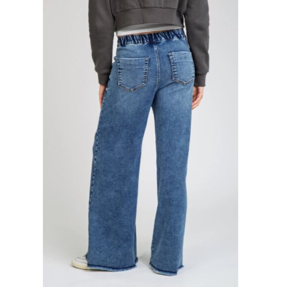 NEW REWASH Relaxed Knit Denim Wide Leg Pants in vintage indigo for women 825 2t7 - Picture 7 of 9